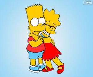 yapboz Lisa ve Bart her iyi kardeş gibi diğer kucakladı